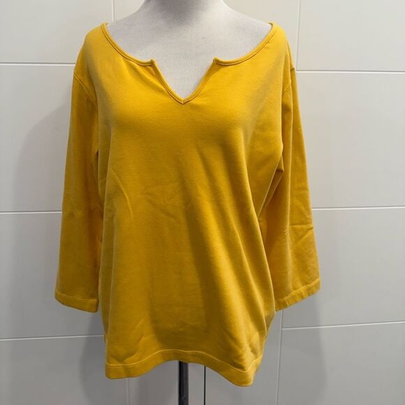 NWT Chico’s XL Yellow V-Neck 3/4 sleeve top - Picture 1 of 4